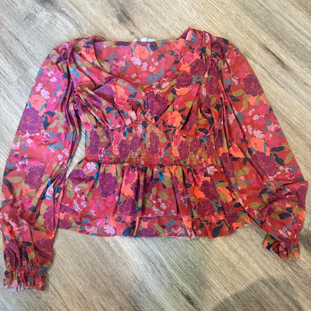 Orange Floral Ruffle Top SMALL Fairy
